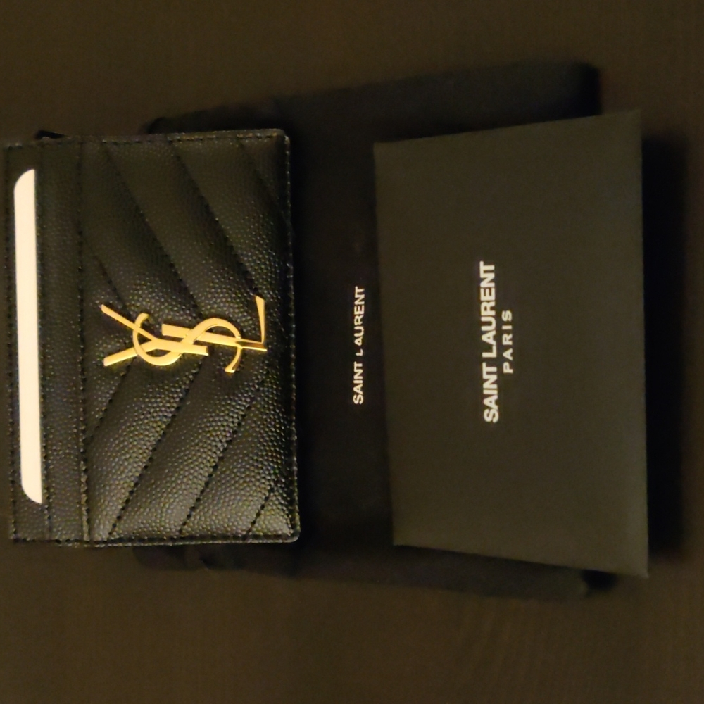 YSL Card Case, Black w/ gold hardware